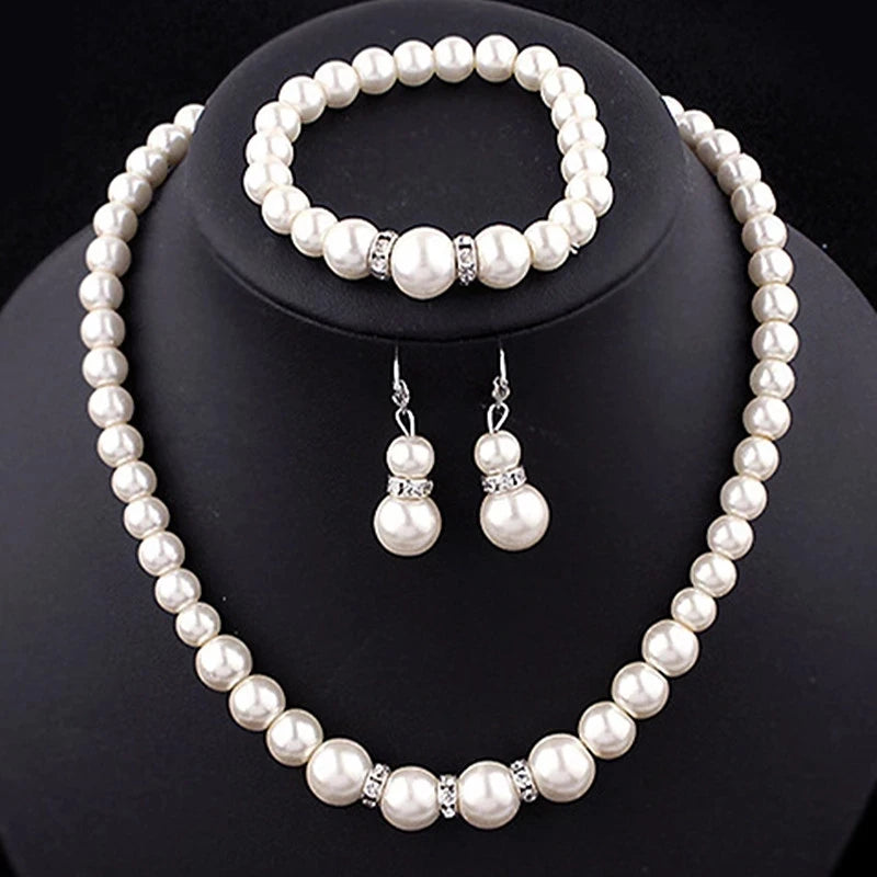 Elegant Simulated Pearl Jewelry Set
