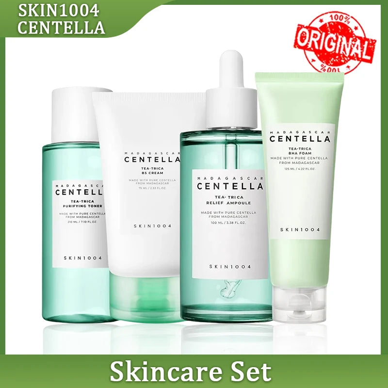 Skin1004 Madagascar Centella Complete Skincare Set – Toner, Serum, Cleanser, Clay Mask & Sun Serum for Sensitive Skin