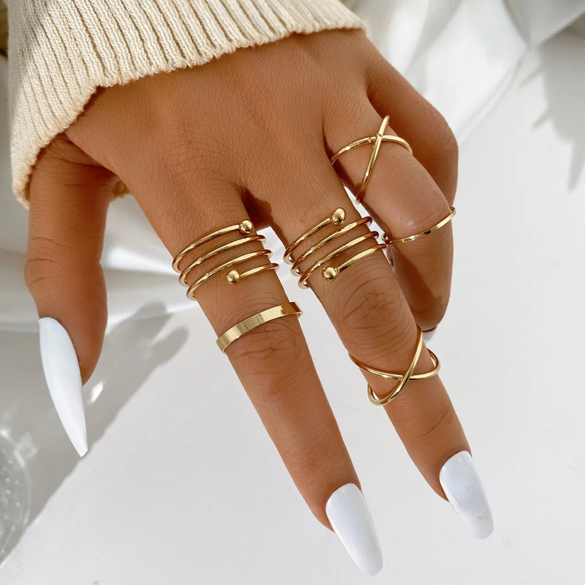 6-Piece Adjustable Gold & Silver Ring Set