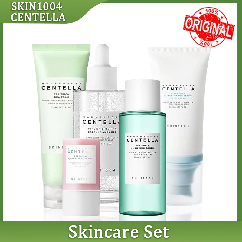 Skin1004 Madagascar Centella Complete Skincare Set – Toner, Serum, Cleanser, Clay Mask & Sun Serum for Sensitive Skin