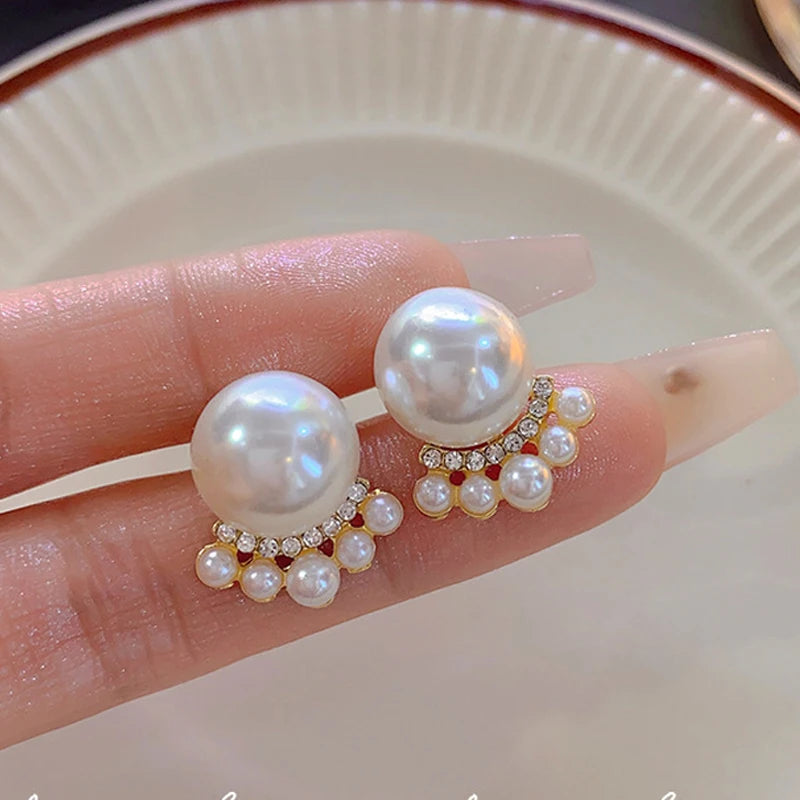 Classic White Pearl Stud Earrings