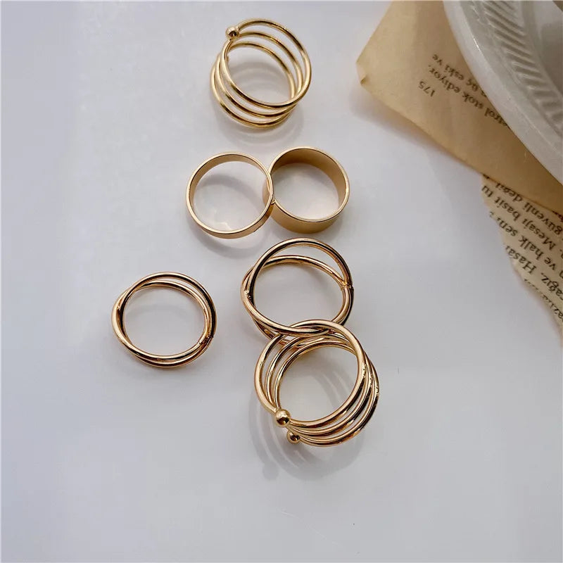 6-Piece Adjustable Gold & Silver Ring Set