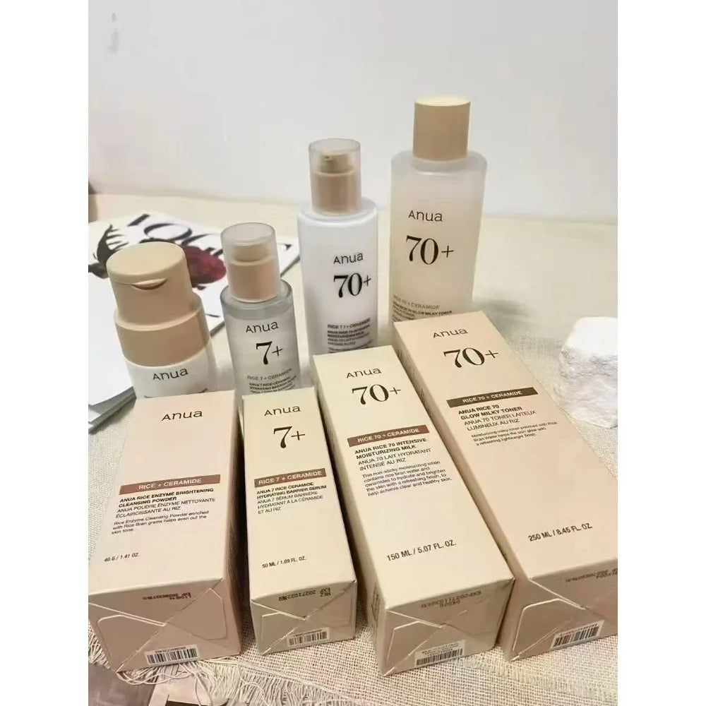 Anua Rice 70 Hydrating & Whitening Skincare Set – Glow Milky Toner, Moisturizing Lotion & 7 Hydration Serum