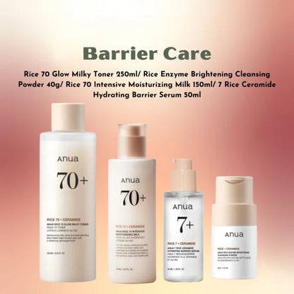Anua Rice 70 Hydrating &amp; Whitening Skincare Set – Glow Milky Toner, Moisturizing Lotion &amp; 7 Hydration Serum