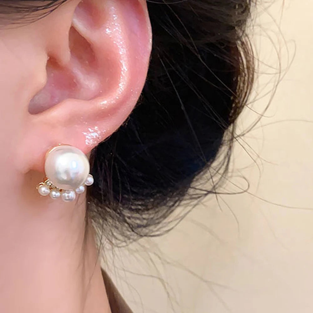 Classic White Pearl Stud Earrings