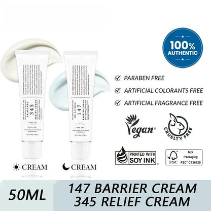 147 Barrier Cream &amp; 345 Relief Cream – Daily Facial Moisturizer for Skin Repair, Hydration &amp; Protection (50ml)